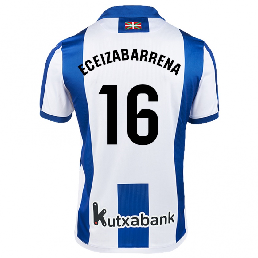 Kandiny Kinderen Jon Eceizabarrena #16 Wit Blauw Thuisshirt Thuistenue 2024/25 T-Shirt België