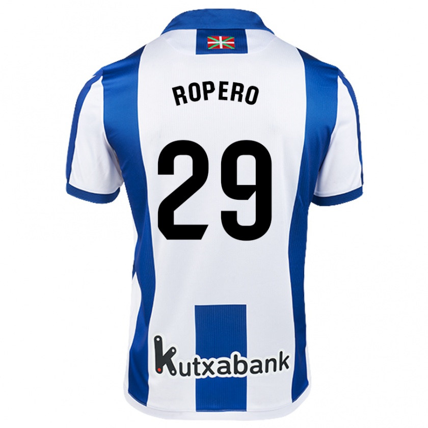 Kandiny Bambino Maglia Iker Ropero #29 Bianco Blu Kit Gara Home 2024/25 Maglietta