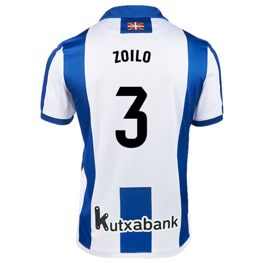 Kandiny Bambino Maglia Ander Zoilo #3 Bianco Blu Kit Gara Home 2024/25 Maglietta