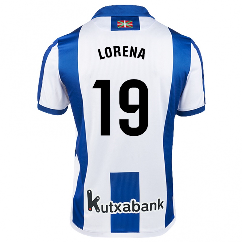 Kandiny Bambino Maglia Lorena Navarro Domínguez #19 Bianco Blu Kit Gara Home 2024/25 Maglietta