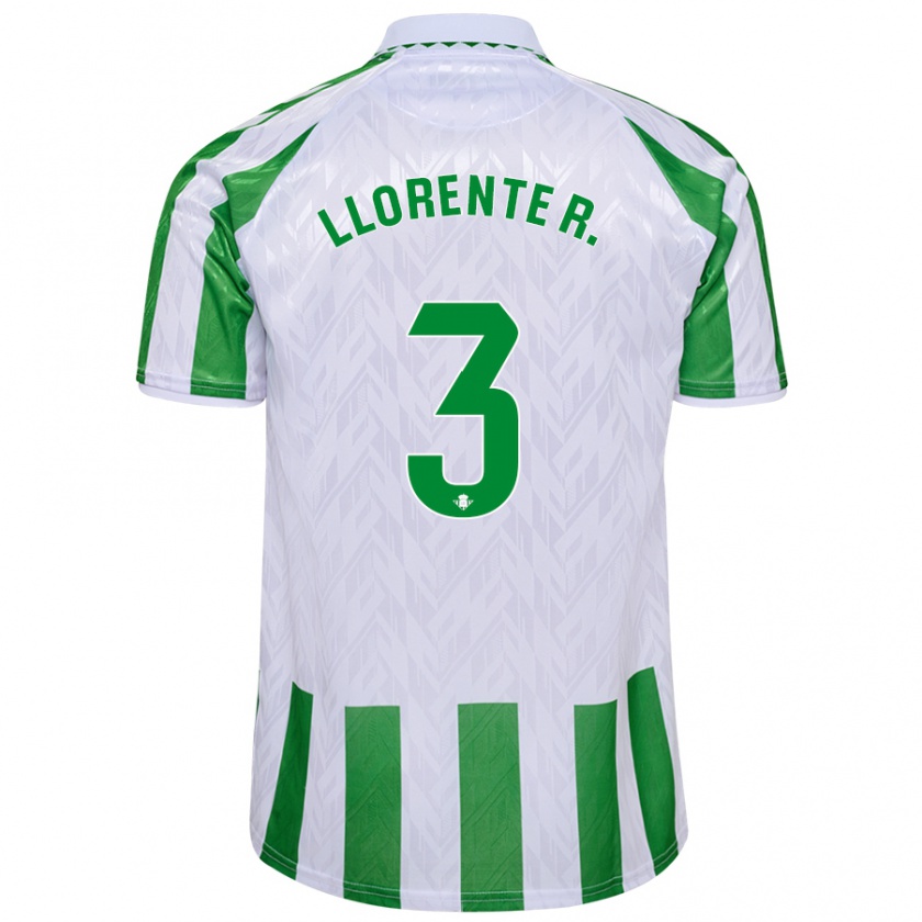 Kandiny Kinderen Diego Llorente #3 Groen Witte Strepen Thuisshirt Thuistenue 2024/25 T-Shirt