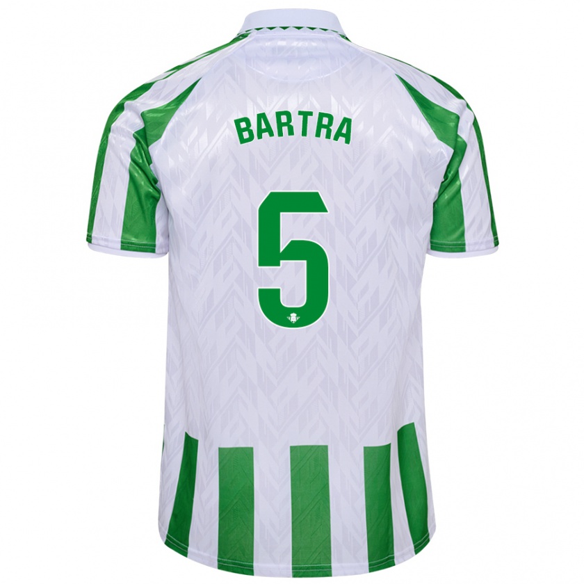 Kandiny Bambino Maglia Marc Bartra #5 Verde Bianco A Righe Kit Gara Home 2024/25 Maglietta