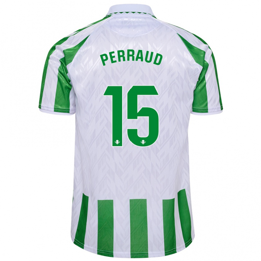 Kandiny Niño Camiseta Romain Perraud #15 Verde Rayas Blancas 1ª Equipación 2024/25 La Camisa