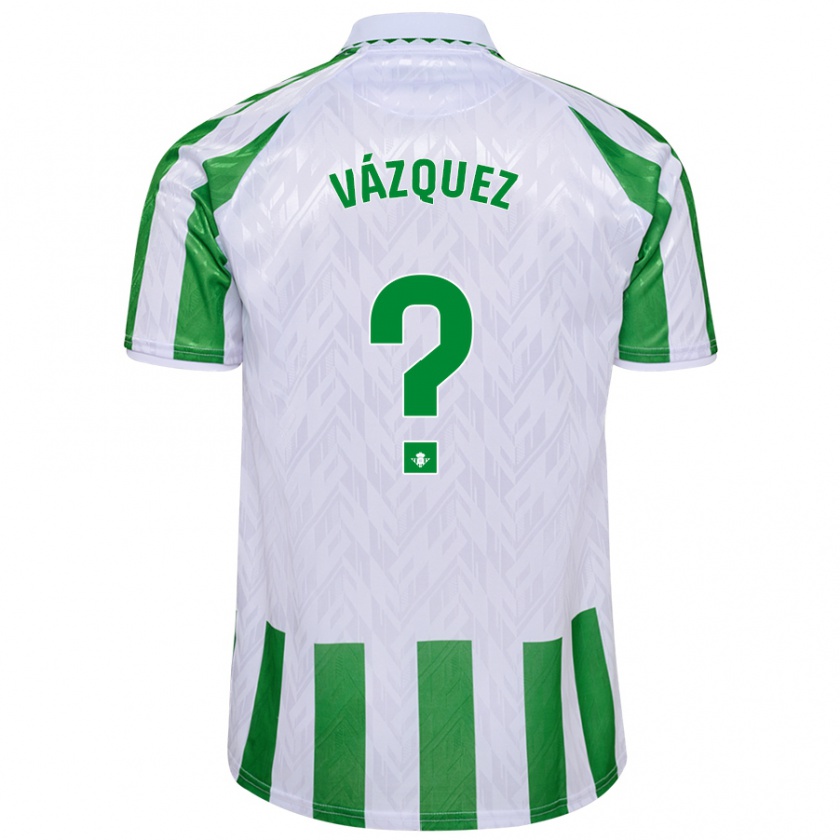 Kandiny Niño Camiseta Leo Vázquez #0 Verde Rayas Blancas 1ª Equipación 2024/25 La Camisa