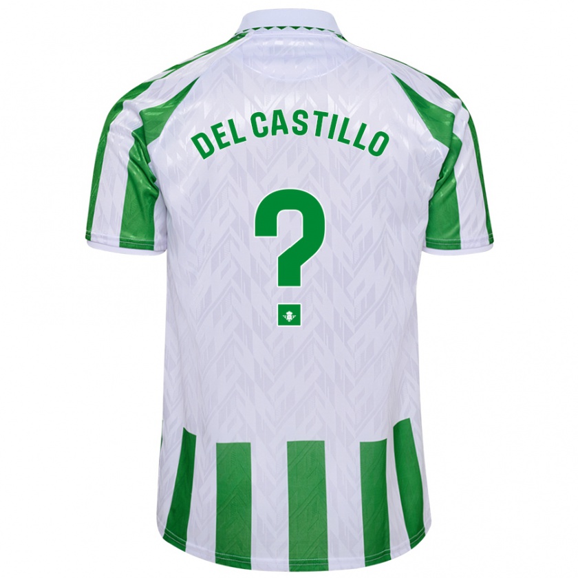 Kandiny Kinderen Gonzalo Del Castillo #0 Groen Witte Strepen Thuisshirt Thuistenue 2024/25 T-Shirt