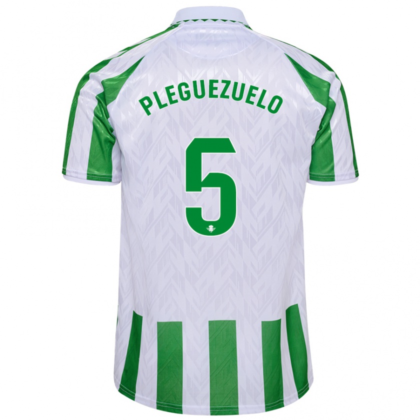 Kandiny Kinderen Xavi Pleguezuelo #5 Groen Witte Strepen Thuisshirt Thuistenue 2024/25 T-Shirt