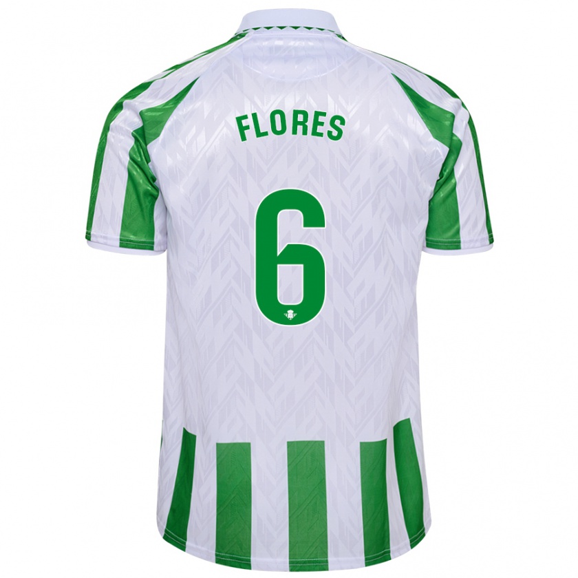 Kandiny Bambino Maglia Mateo Flores #6 Verde Bianco A Righe Kit Gara Home 2024/25 Maglietta