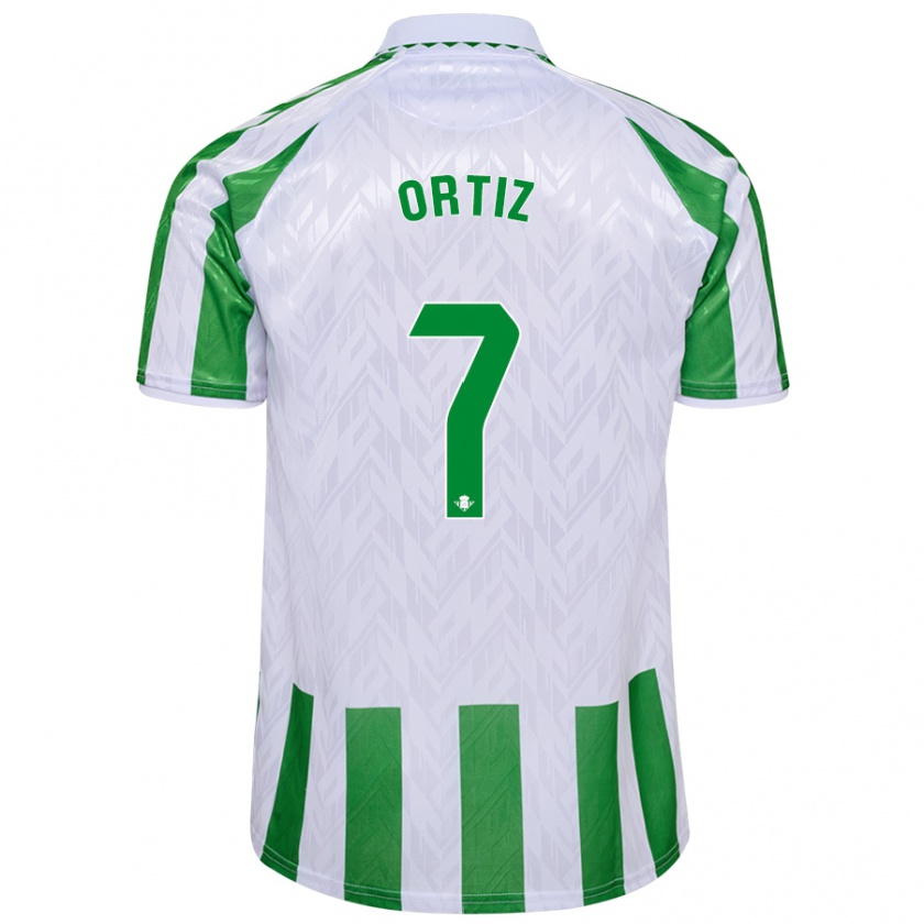 Kandiny Niño Camiseta Ángel Ortiz #7 Verde Rayas Blancas 1ª Equipación 2024/25 La Camisa