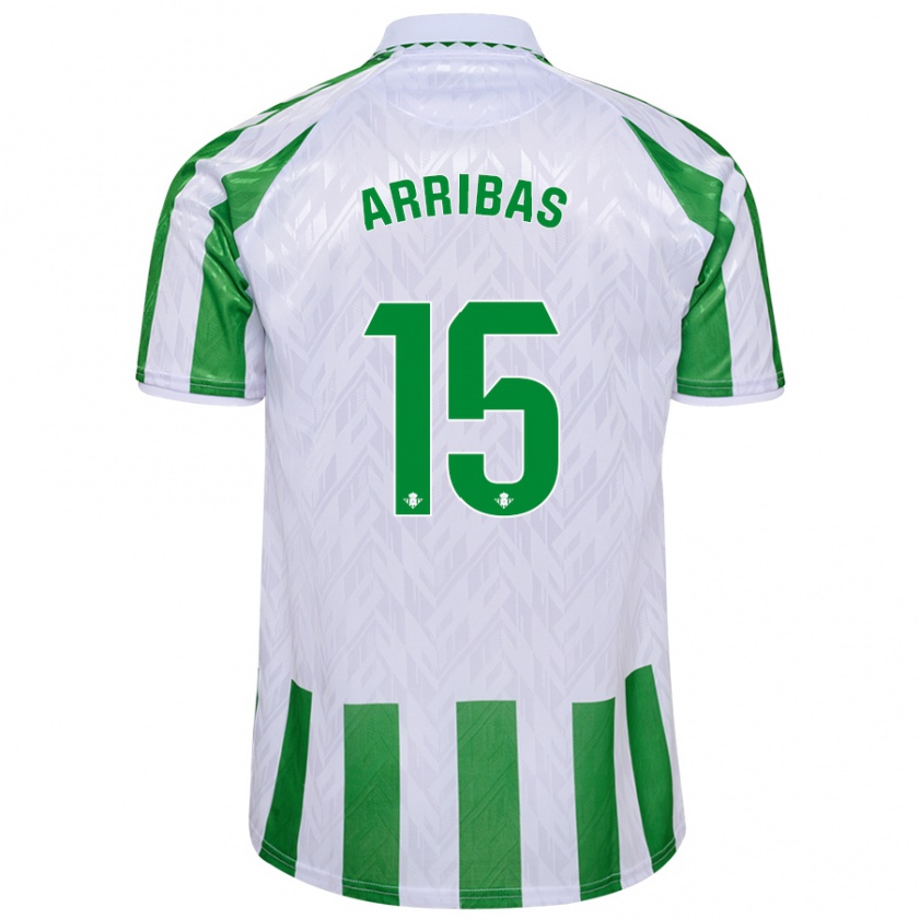 Kandiny Kinderen Sergio Arribas #15 Groen Witte Strepen Thuisshirt Thuistenue 2024/25 T-Shirt