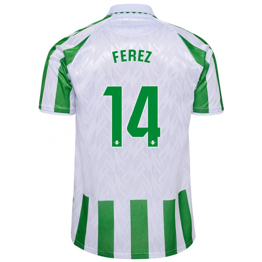 Kandiny Niño Camiseta Carolina Férez #14 Verde Rayas Blancas 1ª Equipación 2024/25 La Camisa