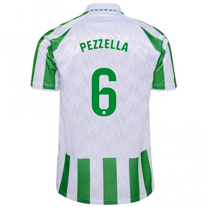 Kandiny Kinderen Germán Pezzella #6 Groen Witte Strepen Thuisshirt Thuistenue 2024/25 T-Shirt