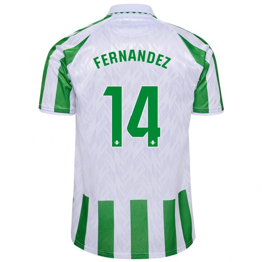 Kandiny Kinderen Quique Fernández #14 Groen Witte Strepen Thuisshirt Thuistenue 2024/25 T-Shirt