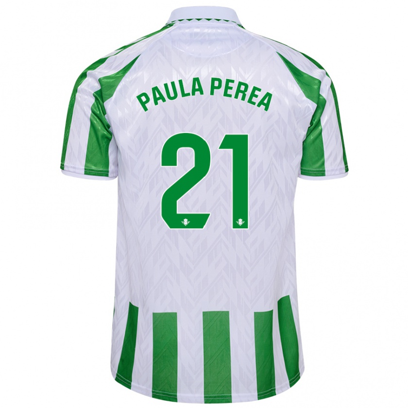 Kandiny Kinder Paula Perea Ramírez #21 Grün Weiße Streifen Heimtrikot Trikot 2024/25 T-Shirt Österreich