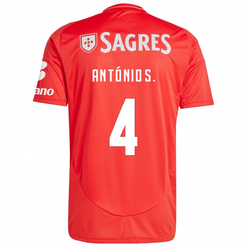 Kandiny Niño Camiseta António Silva #4 Rojo Blanco 1ª Equipación 2024/25 La Camisa