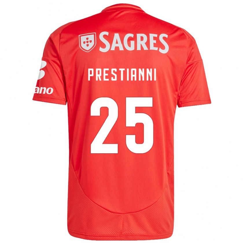 Kandiny Kinderen Gianluca Prestianni #25 Rood Wit Thuisshirt Thuistenue 2024/25 T-Shirt