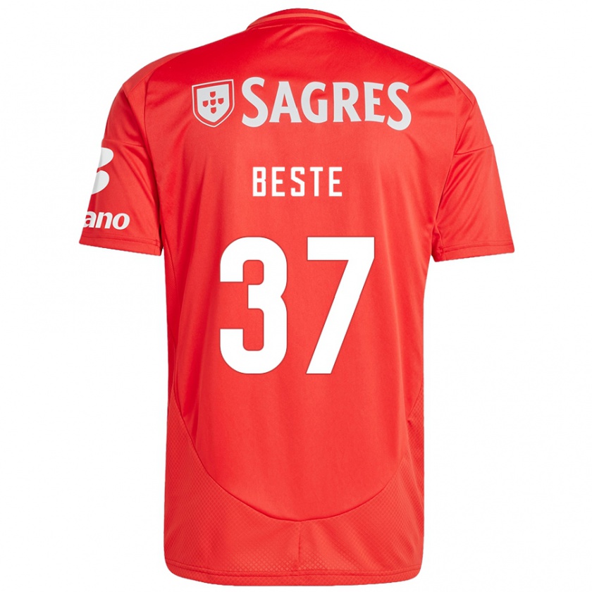 Kandiny Niño Camiseta Jan-Niklas Beste #37 Rojo Blanco 1ª Equipación 2024/25 La Camisa