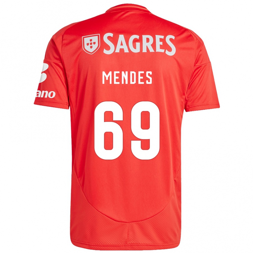 Kandiny Niño Camiseta Vladimir Mendes #69 Rojo Blanco 1ª Equipación 2024/25 La Camisa