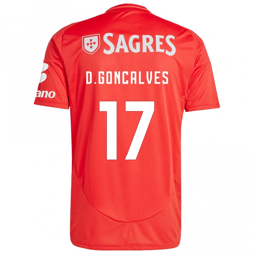 Kandiny Kinderen Diogo Goncalves #17 Rood Wit Thuisshirt Thuistenue 2024/25 T-Shirt