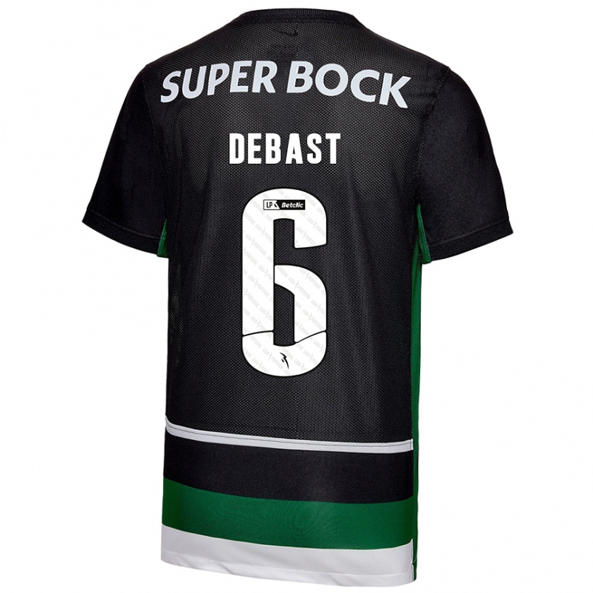 Kandiny Bambino Maglia Zeno Debast #6 Nero Bianco Verde Kit Gara Home 2024/25 Maglietta