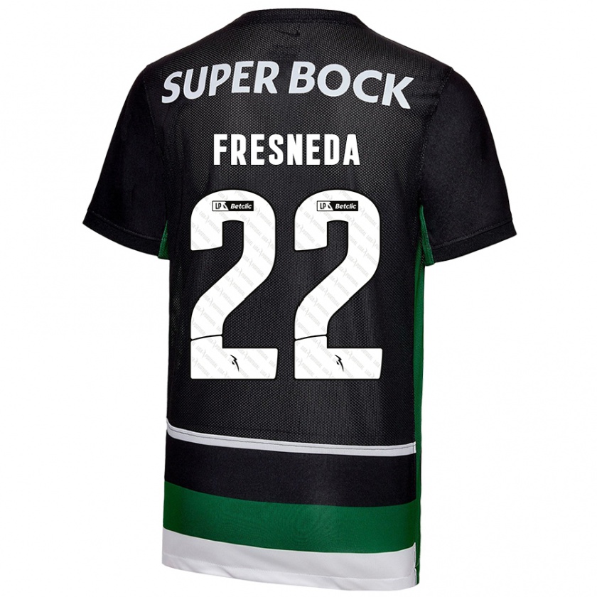 Kandiny Bambino Maglia Iván Fresneda #22 Nero Bianco Verde Kit Gara Home 2024/25 Maglietta