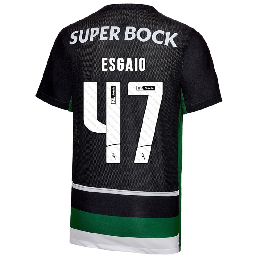 Kandiny Kinderen Ricardo Esgaio #47 Zwart Wit Groen Thuisshirt Thuistenue 2024/25 T-Shirt