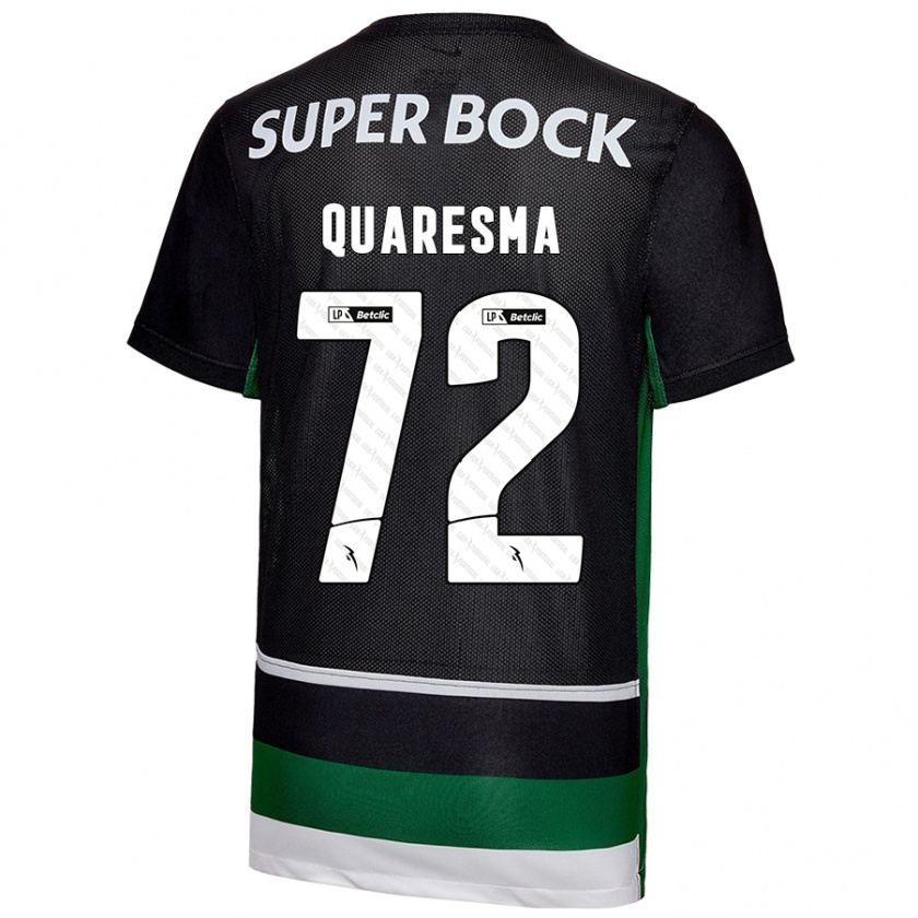 Kandiny Kinderen Eduardo Quaresma #72 Zwart Wit Groen Thuisshirt Thuistenue 2024/25 T-Shirt