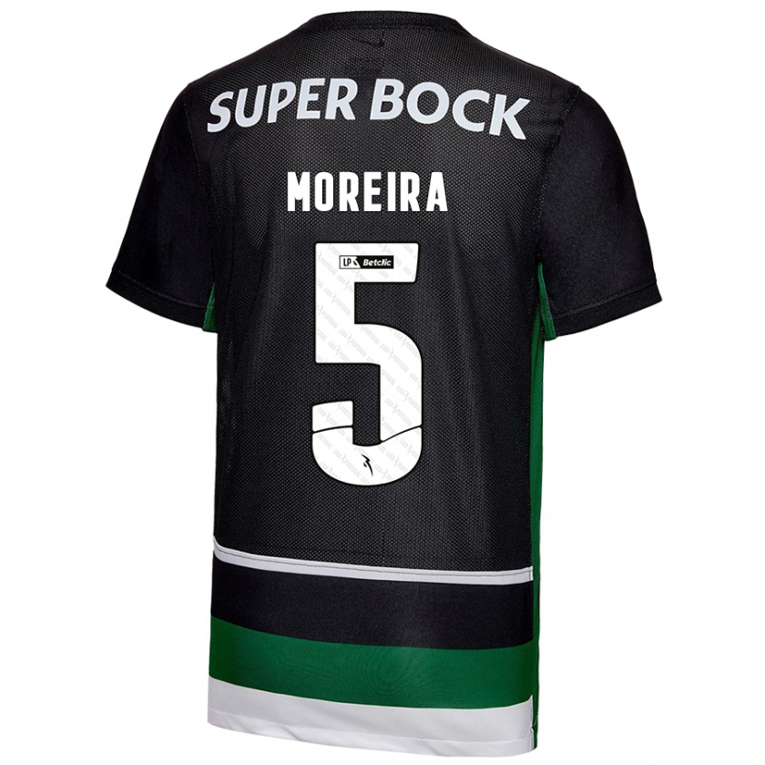 Kandiny Niño Camiseta David Moreira #5 Negro Blanco Verde 1ª Equipación 2024/25 La Camisa