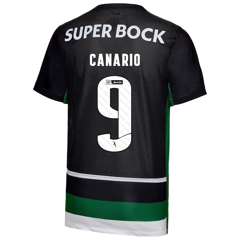 Kandiny Kinderen Francisco Canário #9 Zwart Wit Groen Thuisshirt Thuistenue 2024/25 T-Shirt