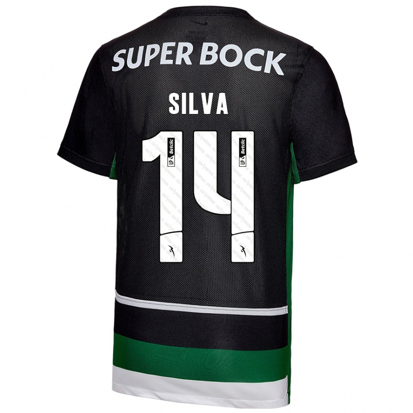 Kandiny Bambino Maglia Guilherme Silva #14 Nero Bianco Verde Kit Gara Home 2024/25 Maglietta