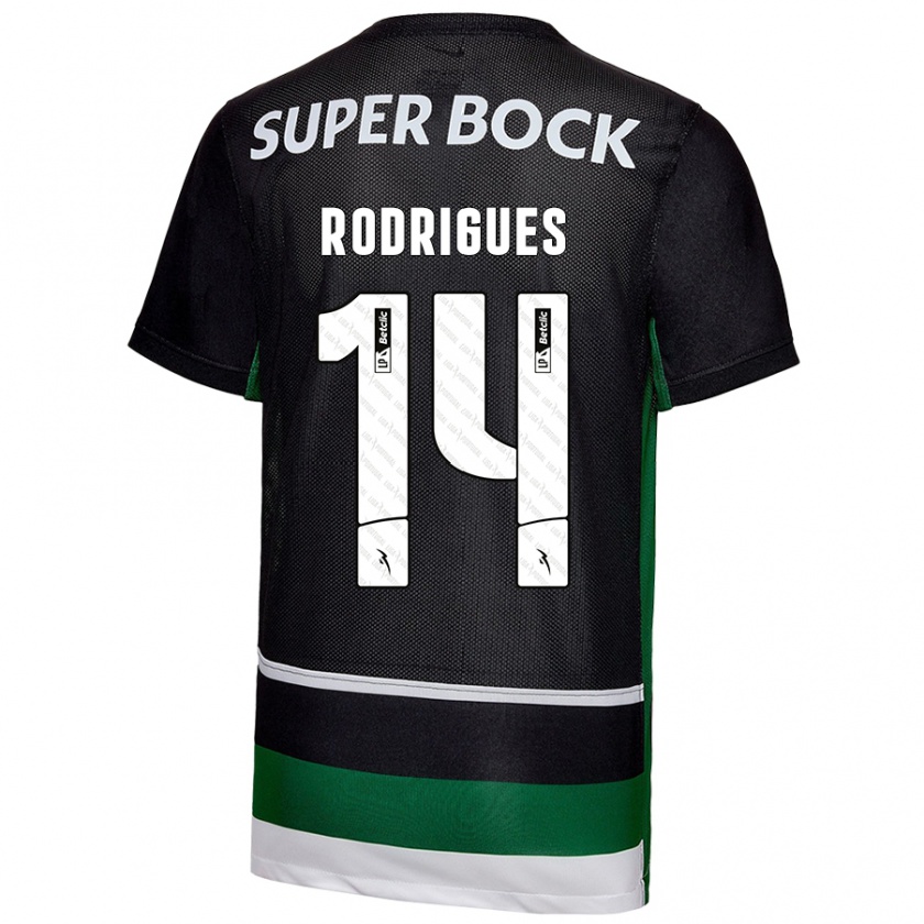 Kandiny Niño Camiseta Paulo Rodrigues #14 Negro Blanco Verde 1ª Equipación 2024/25 La Camisa México