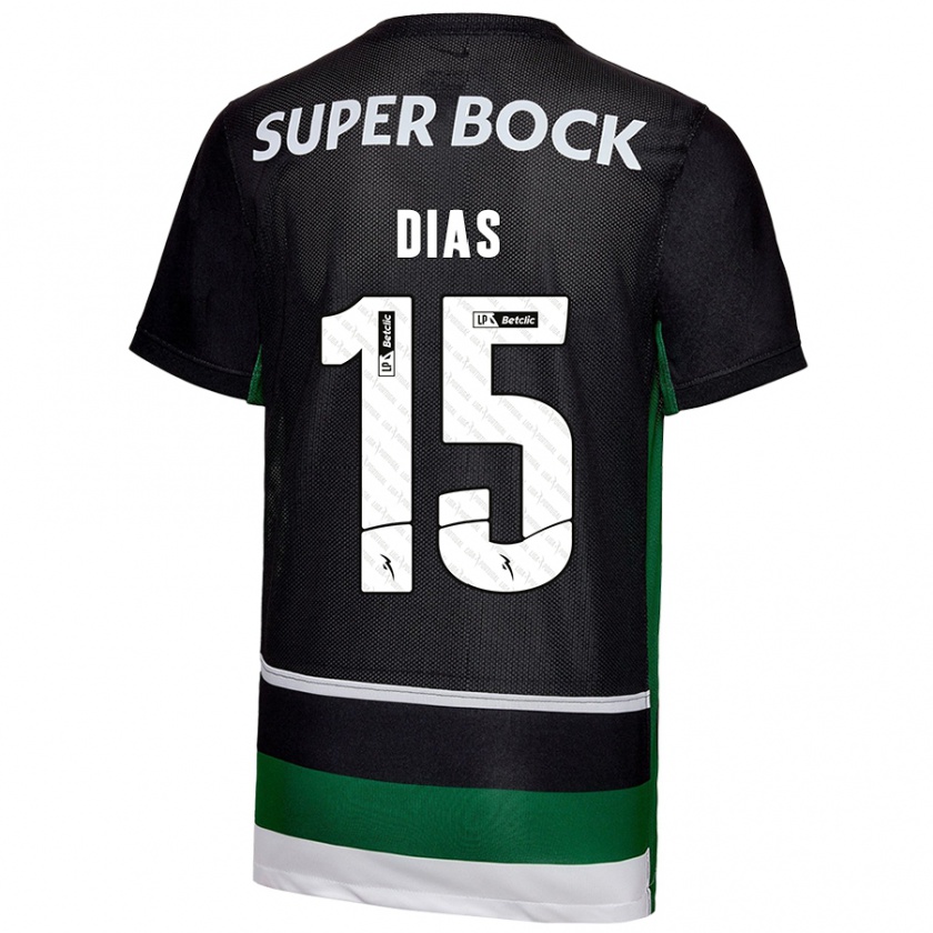 Kandiny Kinderen Rodrigo Dias #15 Zwart Wit Groen Thuisshirt Thuistenue 2024/25 T-Shirt