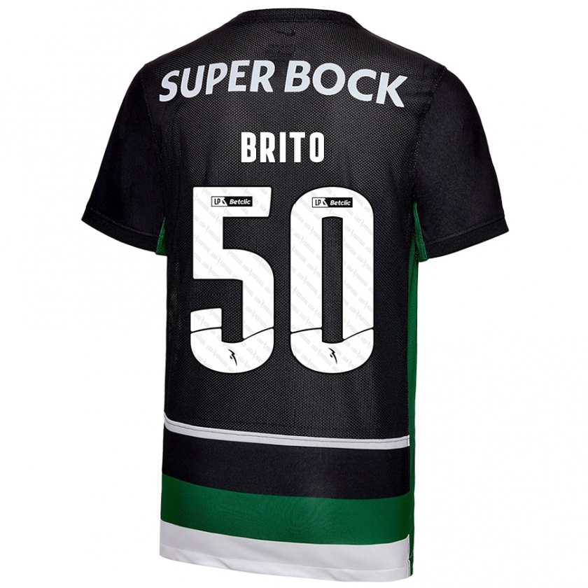 Kandiny Bambino Maglia Alexandre Brito #50 Nero Bianco Verde Kit Gara Home 2024/25 Maglietta