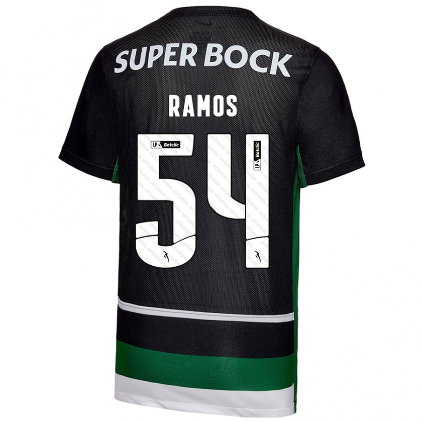 Kandiny Bambino Maglia Bruno Ramos #54 Nero Bianco Verde Kit Gara Home 2024/25 Maglietta