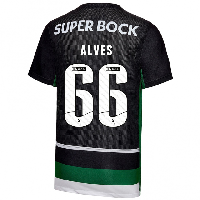 Kandiny Kinderen Miguel Alves #66 Zwart Wit Groen Thuisshirt Thuistenue 2024/25 T-Shirt