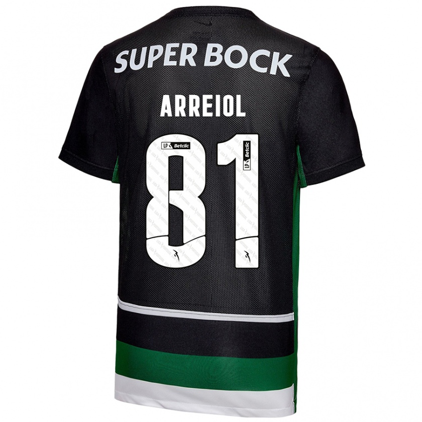 Kandiny Niño Camiseta Henrique Arreiol #81 Negro Blanco Verde 1ª Equipación 2024/25 La Camisa