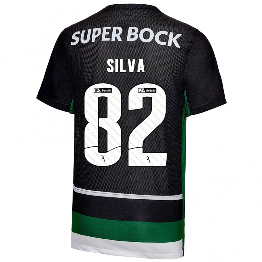 Kandiny Bambino Maglia Gabriel Silva #82 Nero Bianco Verde Kit Gara Home 2024/25 Maglietta