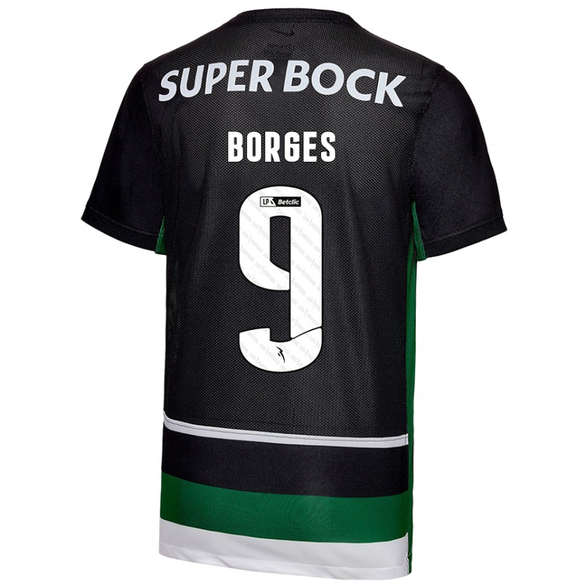 Kandiny Bambino Maglia Ana Borges #9 Nero Bianco Verde Kit Gara Home 2024/25 Maglietta