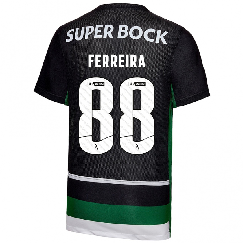 Kandiny Bambino Maglia Tiago Ferreira #88 Nero Bianco Verde Kit Gara Home 2024/25 Maglietta