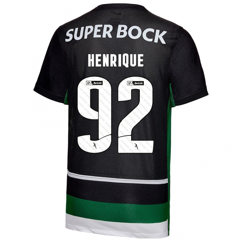 Kandiny Bambino Maglia Eduardo Henrique #92 Nero Bianco Verde Kit Gara Home 2024/25 Maglietta