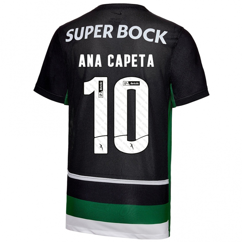 Kandiny Bambino Maglia Ana Capeta #10 Nero Bianco Verde Kit Gara Home 2024/25 Maglietta