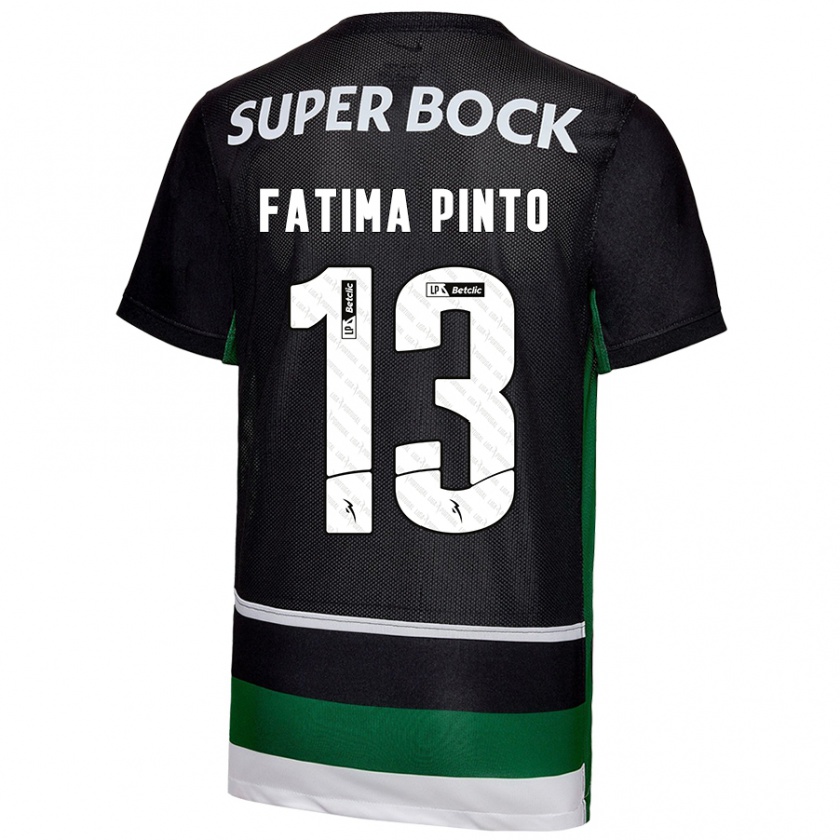 Kandiny Kinderen Fátima Alexandra Figueira Pinto #13 Zwart Wit Groen Thuisshirt Thuistenue 2024/25 T-Shirt