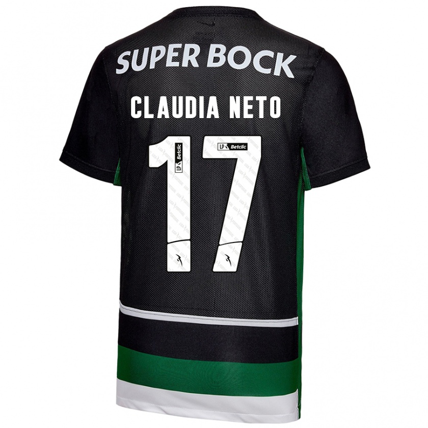 Kandiny Kinderen Cláudia Teresa Pires Neto #17 Zwart Wit Groen Thuisshirt Thuistenue 2024/25 T-Shirt