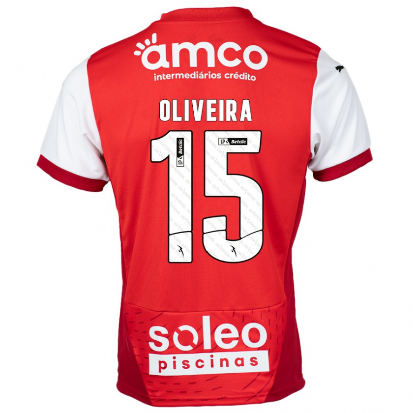 Kandiny Kinderen Paulo Oliveira #15 Rood Wit Thuisshirt Thuistenue 2024/25 T-Shirt