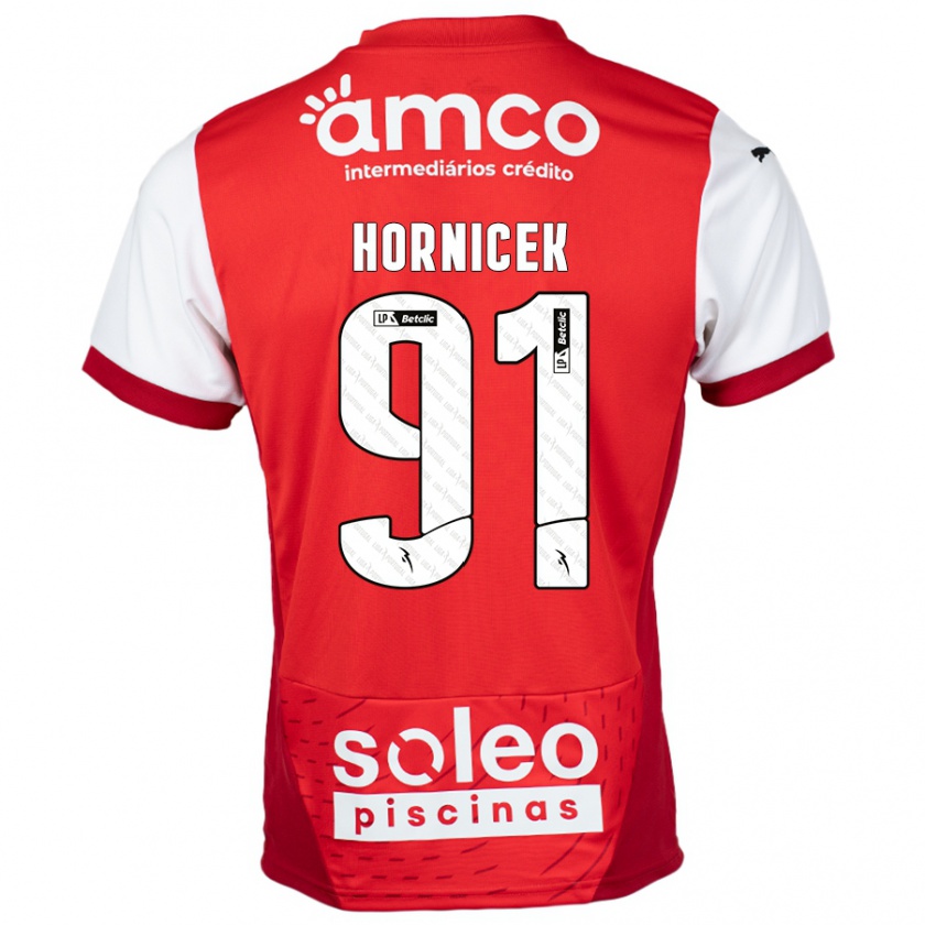 Kandiny Kinderen Lukas Hornicek #91 Rood Wit Thuisshirt Thuistenue 2024/25 T-Shirt