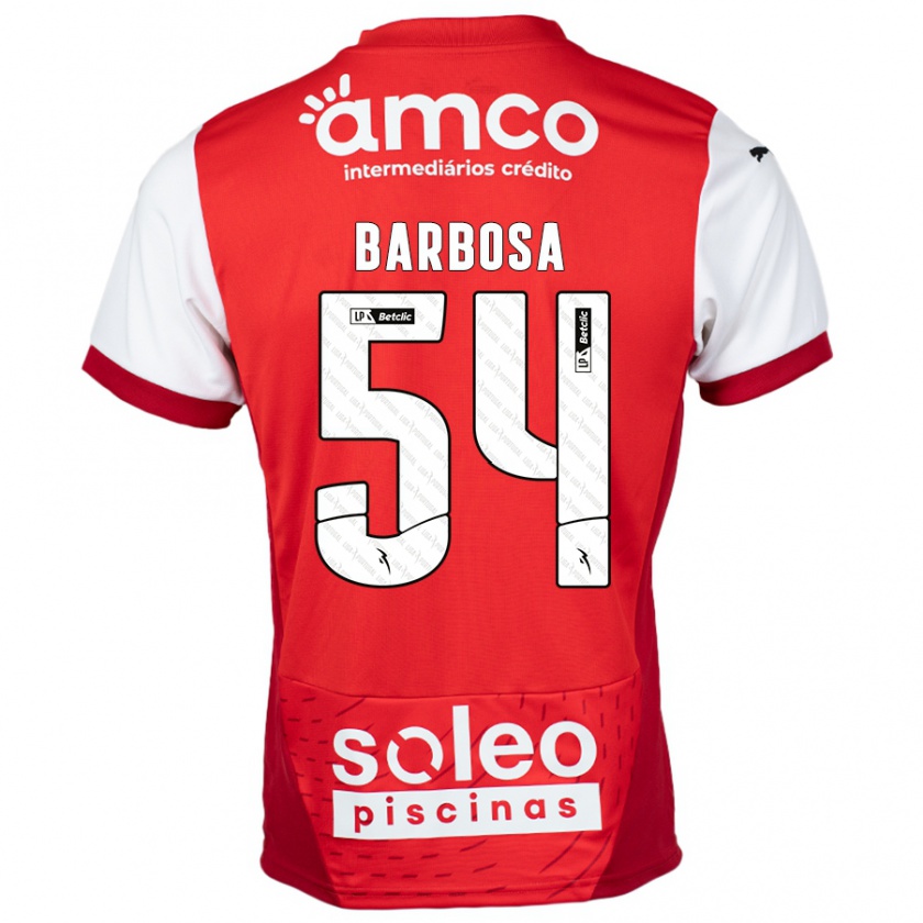 Kandiny Kinderen Guilherme Barbosa #54 Rood Wit Thuisshirt Thuistenue 2024/25 T-Shirt België