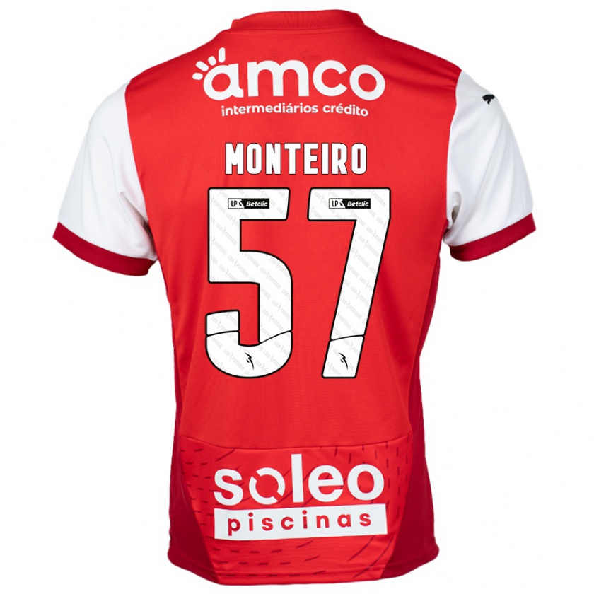 Kandiny Niño Camiseta Jordan Monteiro #57 Rojo Blanco 1ª Equipación 2024/25 La Camisa México