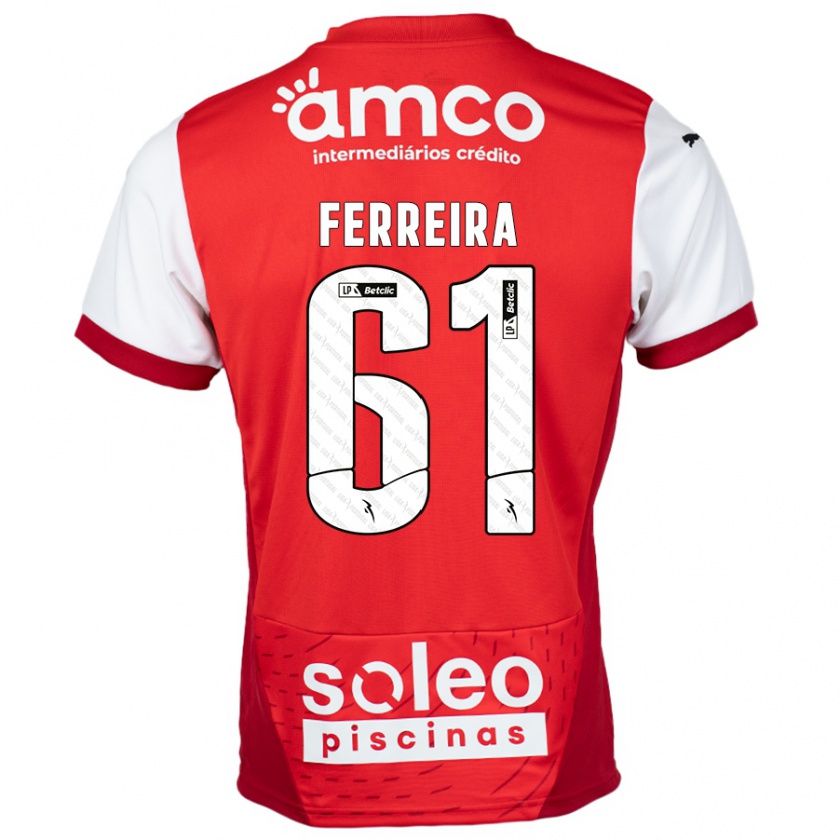 Kandiny Niño Camiseta Tiago Ferreira #61 Rojo Blanco 1ª Equipación 2024/25 La Camisa México