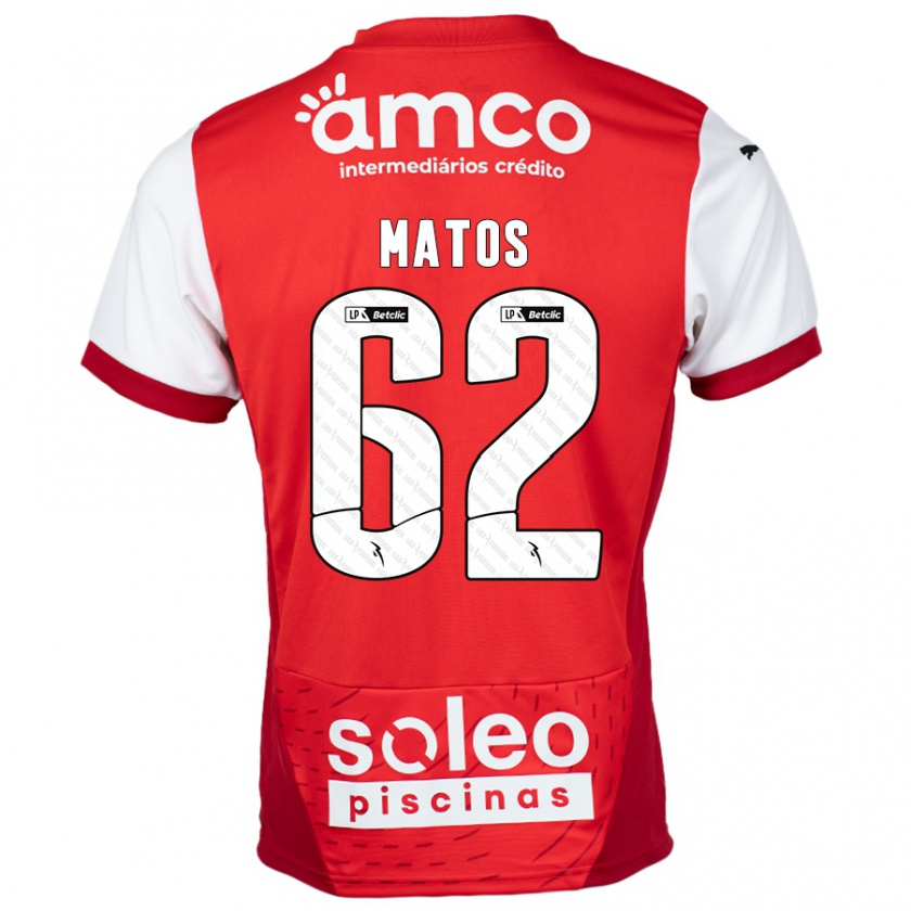 Kandiny Kinderen Nuno Matos #62 Rood Wit Thuisshirt Thuistenue 2024/25 T-Shirt