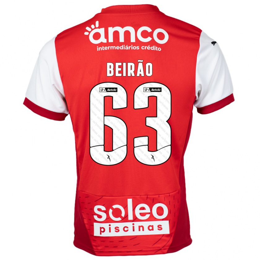 Kandiny Niño Camiseta Rodrigo Beirão #63 Rojo Blanco 1ª Equipación 2024/25 La Camisa México