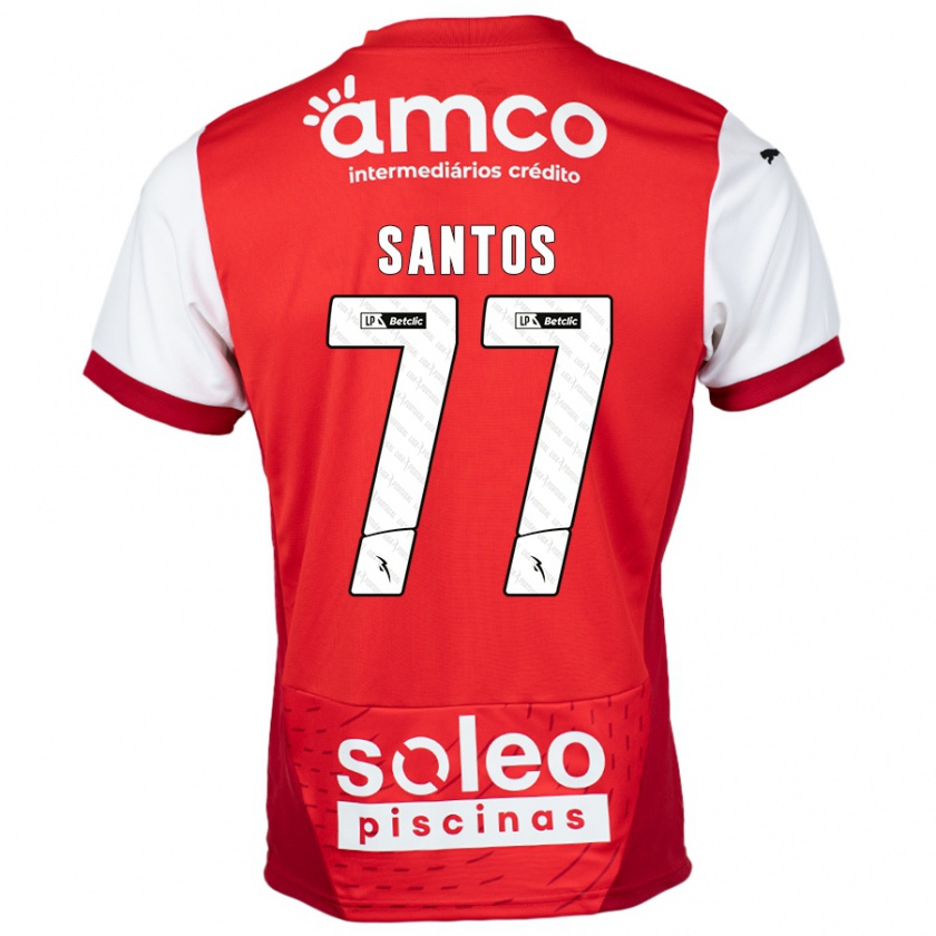 Kandiny Kinderen Edu Santos #77 Rood Wit Thuisshirt Thuistenue 2024/25 T-Shirt